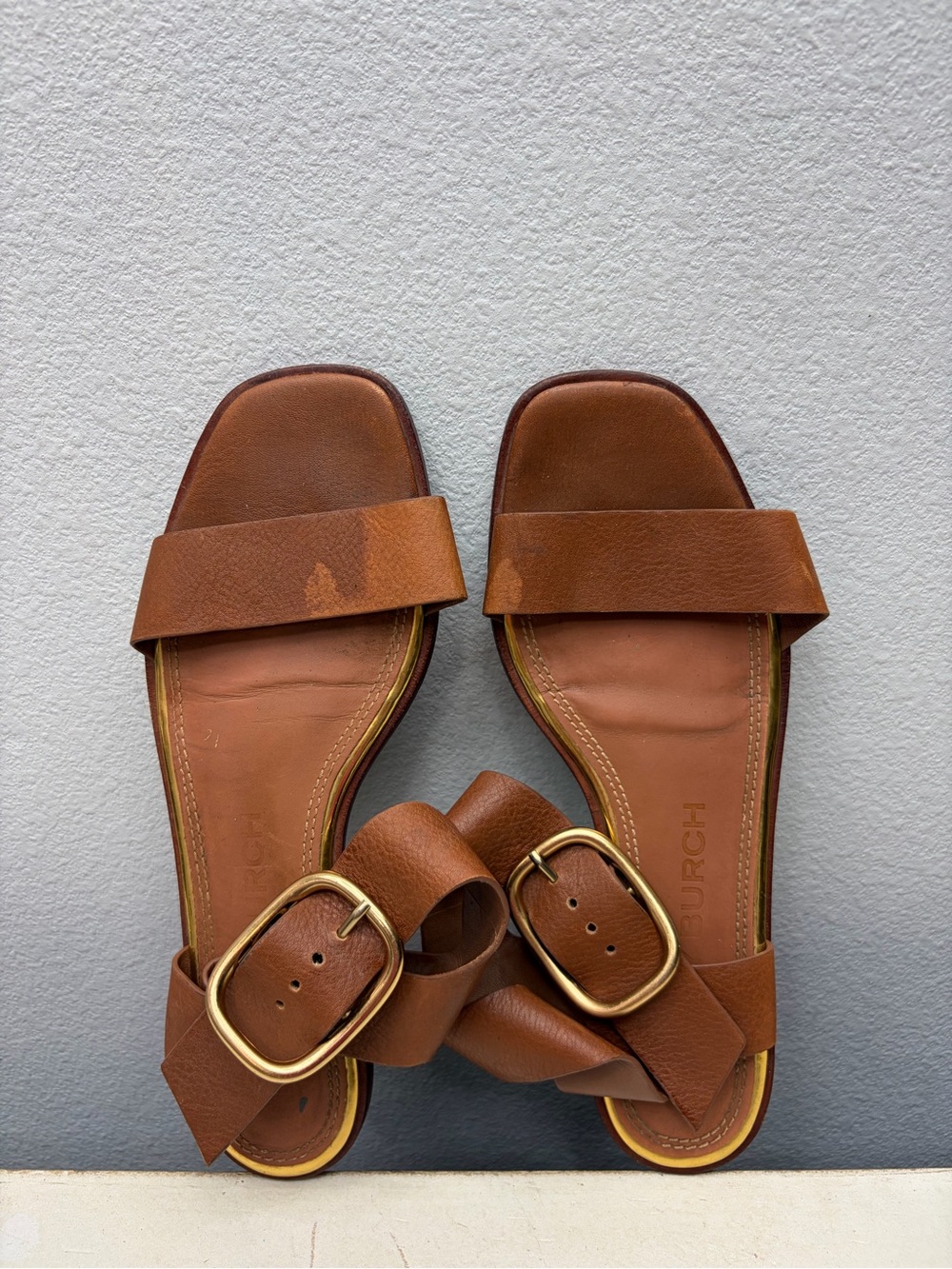 Tory Burch Brown Leather Shelby Flat Sandals Size 7.5 - Picture 6 of 8
